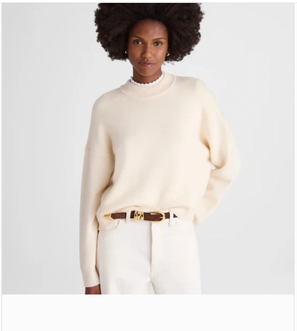 Madewell SoftWool Boxy Crewneck Oversized Sweater XS NWT Cream Cloud NT602